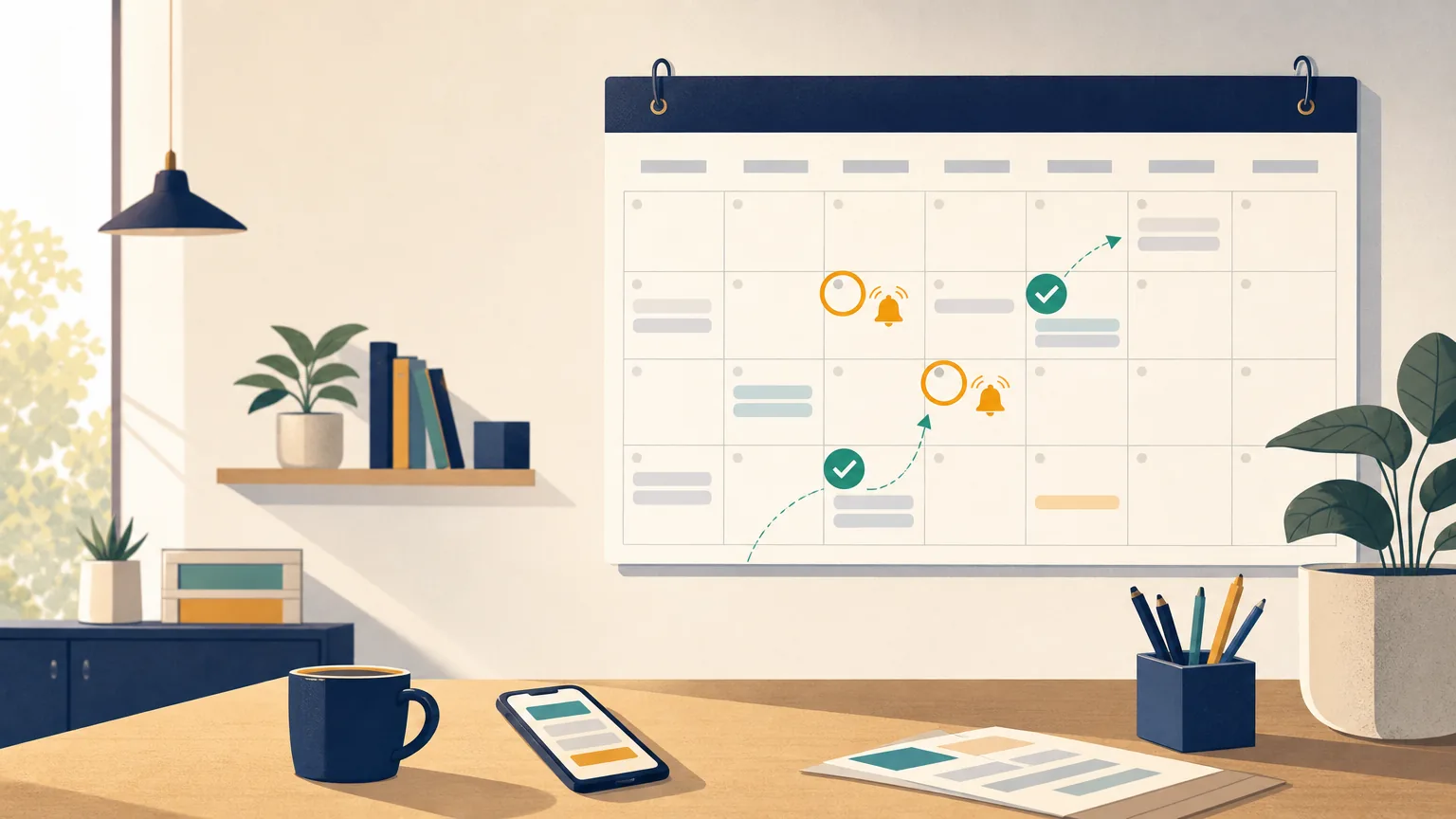 Illustration of appointment reminders turning empty calendar slots into confirmed visits
