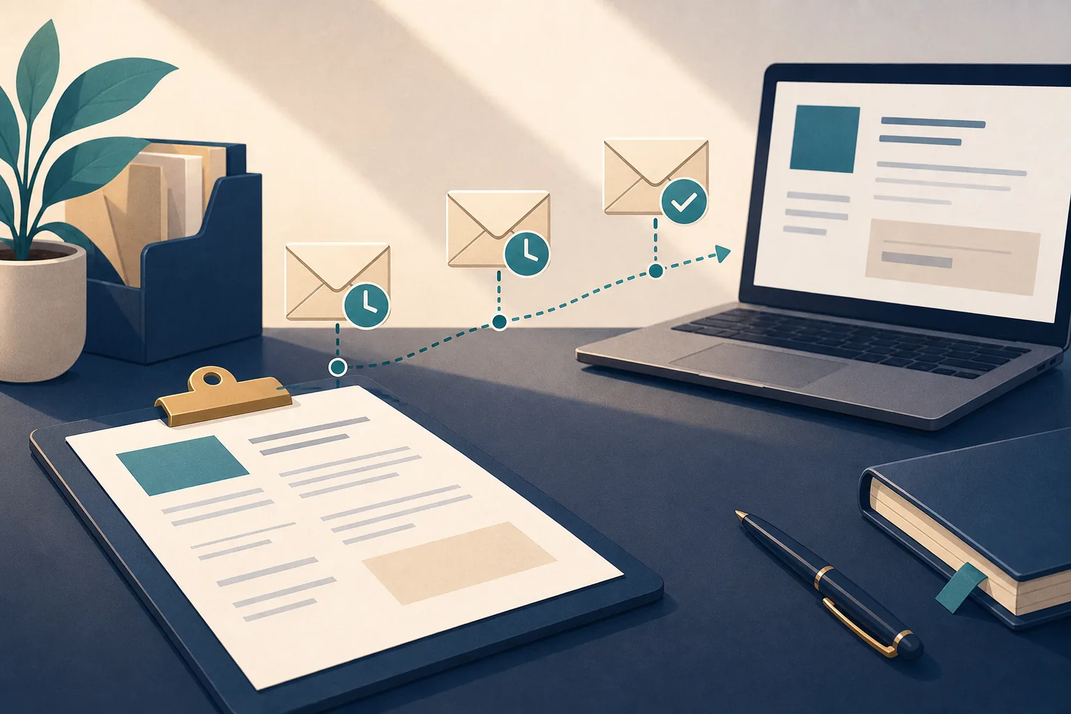 Illustration of follow-up messages on a quote scheduled over time